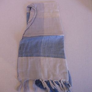 Reshma Multi Blues Check Long Scarf 100%Rayon NWNT